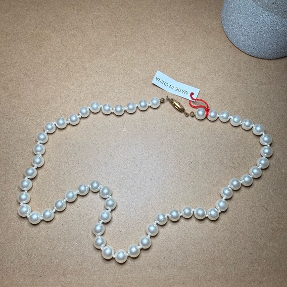 Jewelry - NWT Faux Pearl Necklace 17” Gold Tone Clasp Classic Short Strand Princess Length